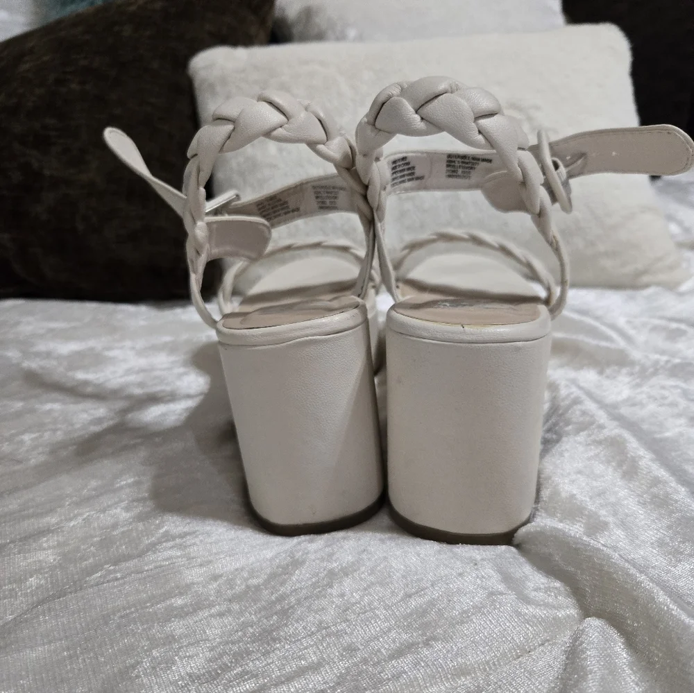 Cream Wedge Sandals By SO size 7 1/ 2. Worn Once!